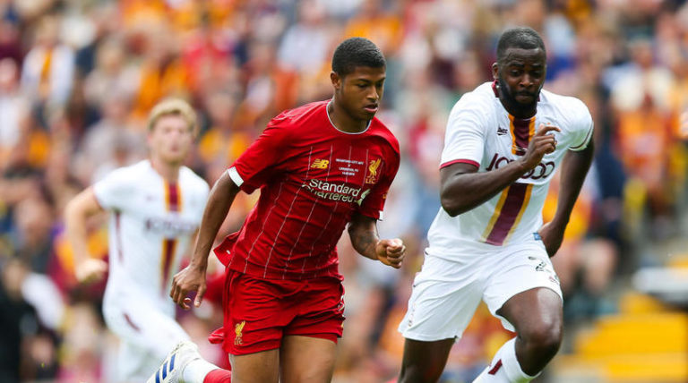 Rhian Brewster of Liverpool in action during pre-season