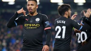 Gabriel Jesus of Manchester City celebrates after scoring