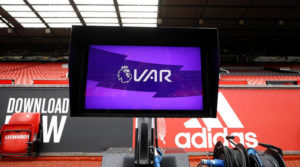 A VAR (Video assistant referee) monitor pitch side before the Premier League match at Old Trafford, Manchester.