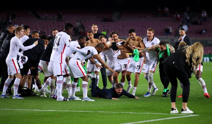Barcelona stunned by Frankfurt, West Ham and Rangers reach Europa League semis