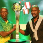Mandla Ncikazi, Assistant coach of Golden Arrows with Steve Komphela, coach of Kaizer Chiefs during the 2018 Nedbank Cup Launch at Nedbank Head Offices, Sandton South Africa on 15 January 2018 ©Muzi Ntombela/BackpagePix