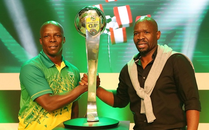Mandla Ncikazi, Assistant coach of Golden Arrows with Steve Komphela, coach of Kaizer Chiefs during the 2018 Nedbank Cup Launch at Nedbank Head Offices, Sandton South Africa on 15 January 2018 ©Muzi Ntombela/BackpagePix