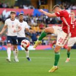 WOLVERHAMPTON, ENGLAND - JUNE 14: Roland Sallai of Hungary scores their team's first goal during the UEFA Nations League League A Group 3 match between England and Hungary at Molineux on June 14, 2022 in Wolverhampton, England. (Photo by Shaun Botterill/Getty Images)