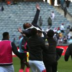 Chippa United head coach Daine Klate celebrates after final whistle as Chippa United beat Orlando Pirates 1-0 during the DStv Premiership 2022/23 match between Orlando Pirates and Chippa United held at Orlando Stadium in Johannesburg on 14 August 2022 © Shaun Roy/BackpagePix
