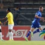 Bradley Grobler of Supersport United celebrates his goal against Mamelodi Sundowns during the DStv Premiership 2022/23 match between Supersport United and Mamelodi Sundowns at Lucas Moripe Stadium, in Pretoria on the 02 September 2022 ©Samuel Shivambu/BackpagePix