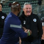 Steve Komphela, Senior coach of Mamelodi Sundowns and Gavin Hunt, head coach of Supersport United during the DStv Premiership 2022/23 match between Supersport United and Mamelodi Sundowns at Lucas Moripe Stadium, in Pretoria on the 02 September 2022 ©Samuel Shivambu/BackpagePix